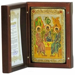 Настольная икона Троица на мореном дубе 10х15 см 999-RTI-030-4m