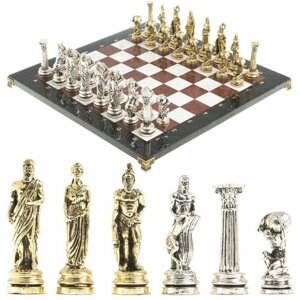 Настольные шахматы "Атлас" доска 44х44 см лемезит мрамор фигуры металлические 122595