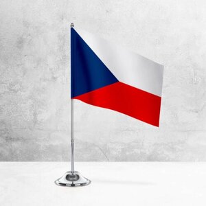 Настольный флаг Чехии на металлической подставке под серебро