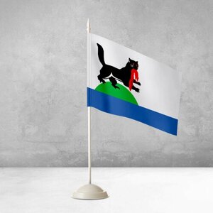 Настольный флаг Иркутска на пластиковой белой подставке