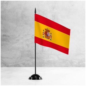 Настольный флаг Испании на пластиковой черной подставке