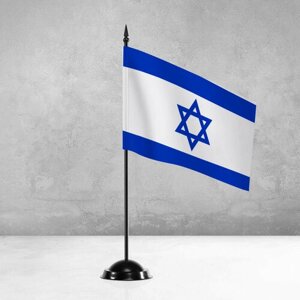 Настольный флаг Израиля на пластиковой черной подставке