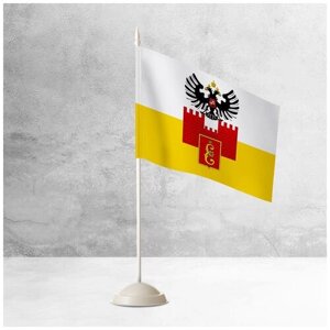 Настольный флаг Краснодара на пластиковой белой подставке