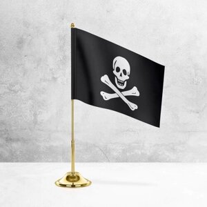Настольный Пиратский флаг на металлической подставке под золото