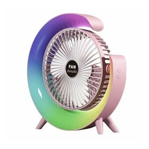 Настольный вентилятор / Настольный вентилятор с 3 скоростями вращения и яркой подсветкой охлаждающим вентилятором, светло-розовый