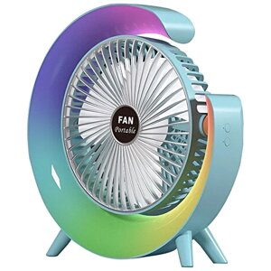 Настольный вентилятор с подставкой, Увлажнитель воздуха с RGB подсветкой, Синий