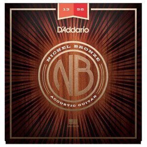Nickel Bronze Комплект струн для акустической гитары, Medium, 13-56, D'Addario NB1356