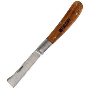 Нож для прививок, деревянная рукоятка, нескладное лезвие. Инструмент для деликатной вырезки шипа, зачистки срезов и коры кустов и деревьев, обрезке поврежденных живых ветвей