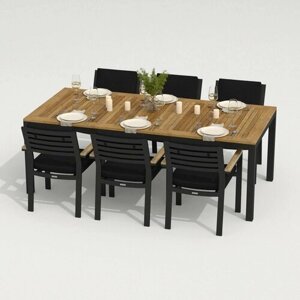 Обеденная группа Ideal Patio TELLA BONTA - стол тик 200/каркас карбон Каркас карбон / стол тик 200 / ткань черная