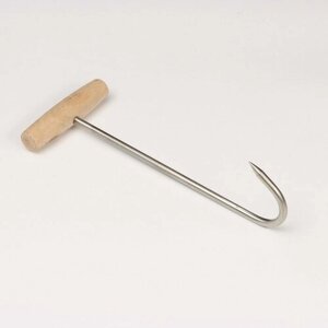 Обвалочный крюк для мяса, 30см, с деревянной ручкой