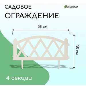 Ограждение декоративное, 35 232 см, 4 секции, пластик, белое, MODERN, Greengo