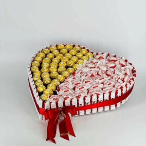 Огромное сладкое сердце из киндер-шоколада, Ферреро Роше (Ferrero Roshe) и Раффаэлло (Raffaello)