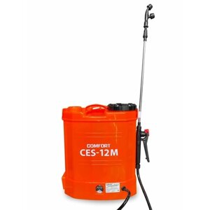 Опрыскиватель аккумуляторный электрический COMFORT CES-12M, оранжевый 12 л (нержавеющая удочка, с регулятором расхода)