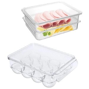 Органайзер для холодильника DOSH HOME ALIOT, набор контейнеров для яиц, для продуктов, 3 предмета