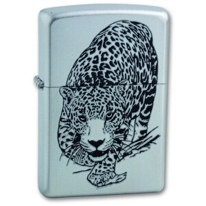 Оригинальная бензиновая зажигалка ZIPPO 205 LEOPARD с покрытием Satin Chrome - Леопард