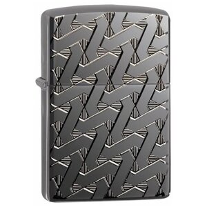 Оригинальная бензиновая зажигалка ZIPPO Armor 49173 Geometric Weave Design с покрытием High Polish Black Ice - Геометрическое плетение