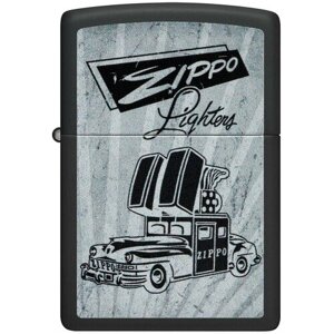 Оригинальная бензиновая зажигалка ZIPPO Classic 48572 Car Design с покрытием Black Matte - Автомобиль ZIPPO