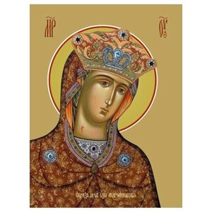Освященная икона на дереве ручной работы - Андрониковская икона божьей матери, 15х20х1,8 см, арт Ид3382