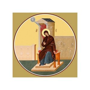 Освященная икона на дереве ручной работы - Благовещение, Пресвятая Богородица (на Царские врата), 15х20х1,8 см, арт Ид4596