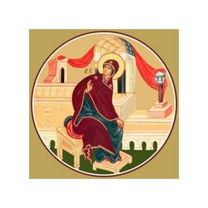 Освященная икона на дереве ручной работы - Благовещение, Пресвятая Богородица (на Царские врата), 15x20x3,0 см, арт Ид4590