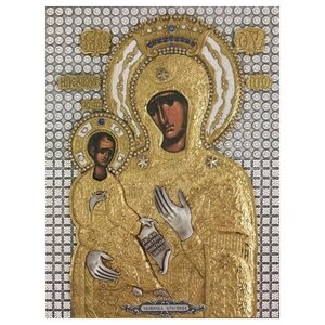 Освященная икона на дереве ручной работы - Чайничская икона божьей матери, 15x20x3,0 см, арт Ид3721