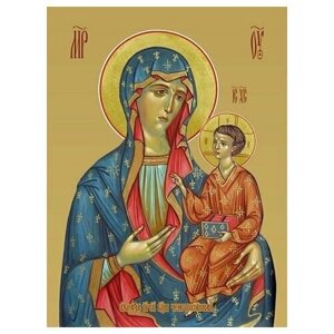 Освященная икона на дереве ручной работы - Ченстоховская икона божьей матери, 15х20х1,8 см, арт И8050