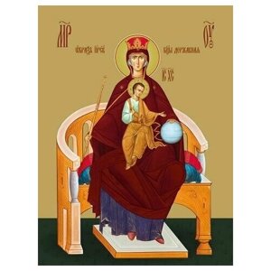 Освященная икона на дереве ручной работы - Державная икона божьей матери, 15х20х1,8 см, арт Ид3266