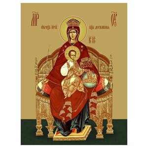Освященная икона на дереве ручной работы - Державная икона божьей матери, 15х20х1,8 см, арт Ид3270