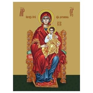Освященная икона на дереве ручной работы - Державная икона божьей матери, 15х20х3,0 см, арт Ид3290