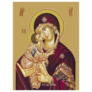 Освященная икона на дереве ручной работы - Донская икона божьей матери, 15х20х1,8 см, арт Ид3444