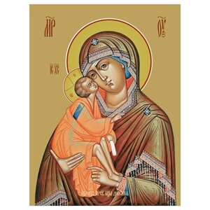 Освященная икона на дереве ручной работы - Донская икона божьей матери, 15х20х1,8 см, арт Ид3446