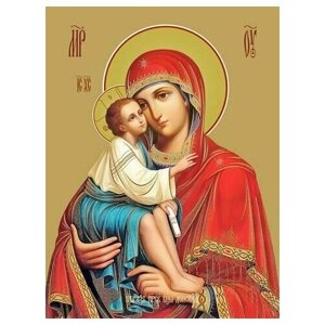 Освященная икона на дереве ручной работы - Донская икона божьей матери, 21x28x3 см, арт Ид3442