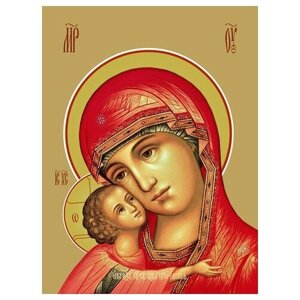 Освященная икона на дереве ручной работы - Игоревская икона божьей матери, 15x20x3,0 см, арт Ид3484