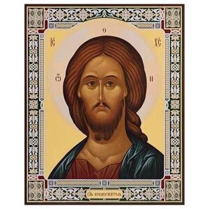 Освященная икона на дереве ручной работы - Иисус Христос, 15х20х1,8 см, арт Ик19340
