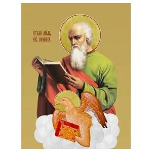 Освященная икона на дереве ручной работы - Иоанн Богослов, евангелист, 15х20х1,8 см, арт И7496