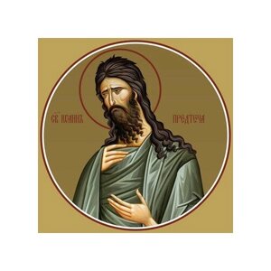 Освященная икона на дереве ручной работы - Иоанн Предтеча, святой (на Царские врата), 15x20x3,0 см, арт Ид4604