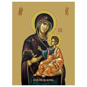Освященная икона на дереве ручной работы - Иверская икона божьей матери, 15x20x3,0 см, арт Ид3304