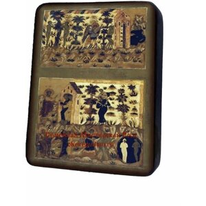 Освященная икона на дереве ручной работы - Изгнание из Рая, арт И1191 / 15х20х1,8 см