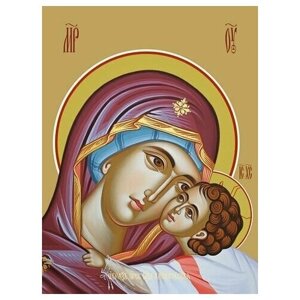Освященная икона на дереве ручной работы - Касперовская икона божьей матери, 12х16х3 см, арт Ид3517
