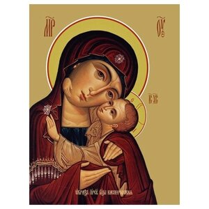 Освященная икона на дереве ручной работы - Касперовская икона божьей матери, 15x20x3,0 см, арт Ид3515