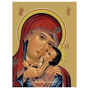 Освященная икона на дереве ручной работы - Касперовская икона божьей матери, 9x12x3 см, арт Ид3516