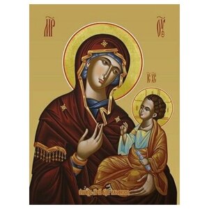 Освященная икона на дереве ручной работы - Казанская икона божьей матери, 15х20х1,8 см, арт И7813