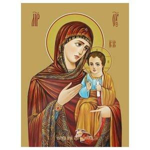 Освященная икона на дереве ручной работы - Казанская икона божьей матери, 15х20х1,8 см, арт Ид3502
