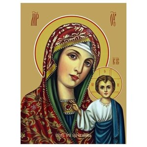 Освященная икона на дереве ручной работы - Казанская икона божьей матери, 15x20x3,0 см, арт Ид3330