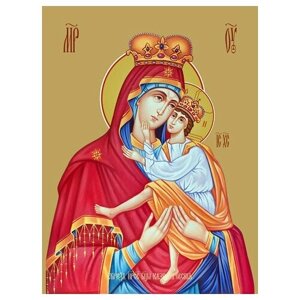 Освященная икона на дереве ручной работы - Казимировская икона божьей матери чудотворная, 15х20х1,8 см, арт Ид3512
