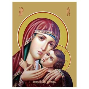 Освященная икона на дереве ручной работы - Корсунская икона божьей матери, 15х20х1,8 см, арт Ид3527