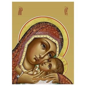 Освященная икона на дереве ручной работы - Корсунская икона божьей матери, 15х20х3,0 см, арт И7836