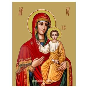 Освященная икона на дереве ручной работы - Костромская икона божьей матери, 15х20х1,8 см, арт Ид3529
