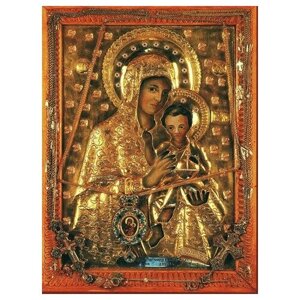 Освященная икона на дереве ручной работы - Красноильская икона божьей матери, 15x20x3,0 см, арт Ид3528