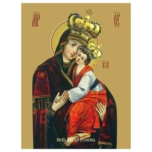 Освященная икона на дереве ручной работы - Креховская (Верхратская) икона божьей матери, 15х20х1,8 см, арт Ид3530